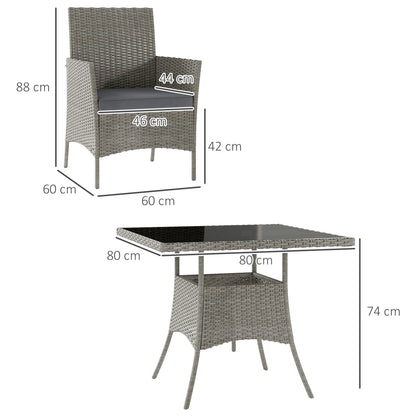 Outsunny Five-Pieces Rattan Dining Set - Light Grey