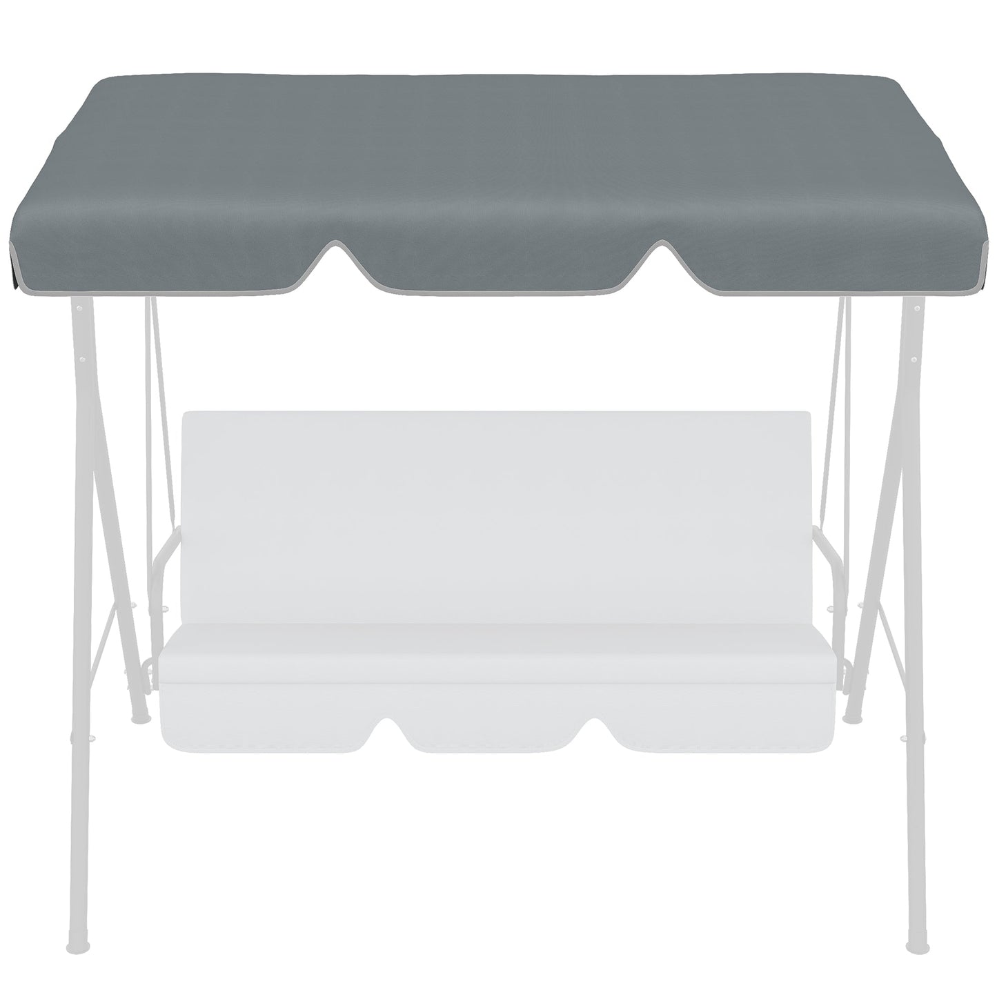 Garden Swing Canopy Replacement 2 Seater with Tubular Framework, Swing Seat Replacement Cover, UV50+ Sun Shade (Canopy Only), Dark Grey