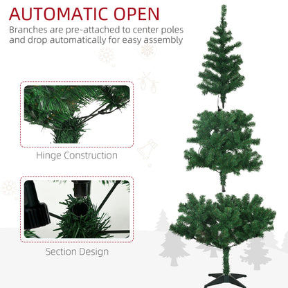 HOMCOM 6' Artificial Prelit Christmas Trees Holiday DŽcor with Warm White LED Lights, Auto Open, Tinsel, Ball, Star