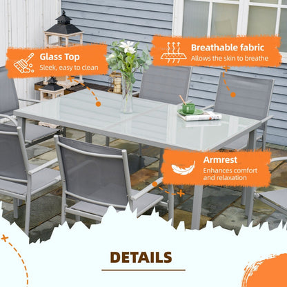 7 PCs Garden Dining Set- Grey