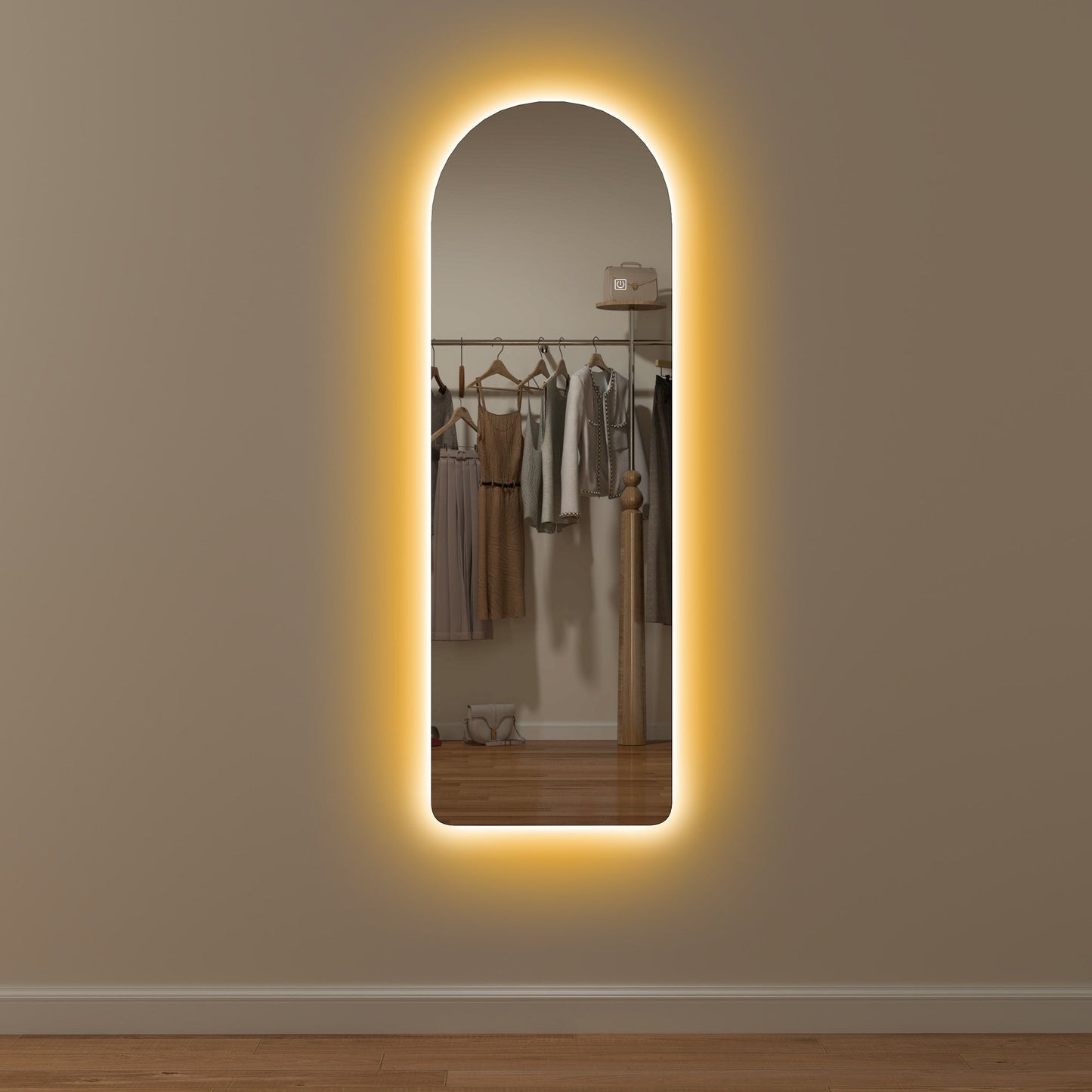 HOMCOM 120 x 40cm Lustro łukowe z oświetleniem LED