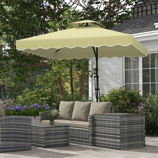 Outsunny 2.5m Square Double Top Garden Parasol Cantilever Umbrella in Beige, image 2