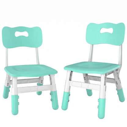 AIYAPLAY 2 PCS Kids Desk Chairs, 3 Level Height Adjustable Children's Chairs with Backrest for 1.5-8 Years, Max Load 50KG, Green