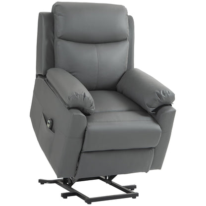 HOMCOM Faux Leather 70  Electric Riser Recliner Chair, Charcoal Grey
