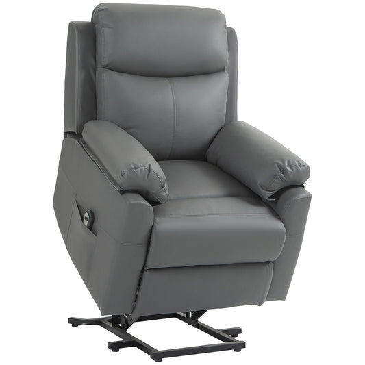 HOMCOM Faux Leather 70  Electric Riser Recliner Chair, Charcoal Grey