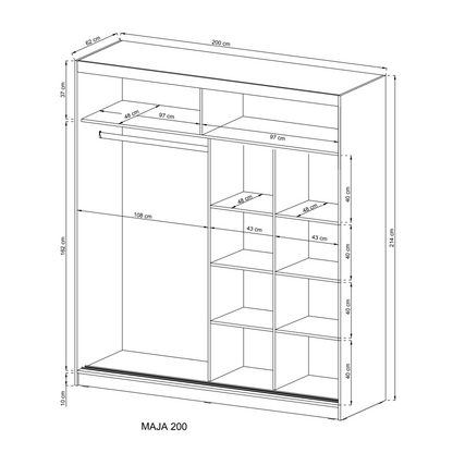 Maja Alu Sliding Door Wardrobe 200cm