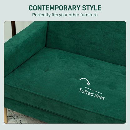 HOMCOM Two-Seater Velvet-Feel Sofa - Green