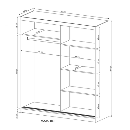 Maja I Sliding Door Wardrobe 200cm