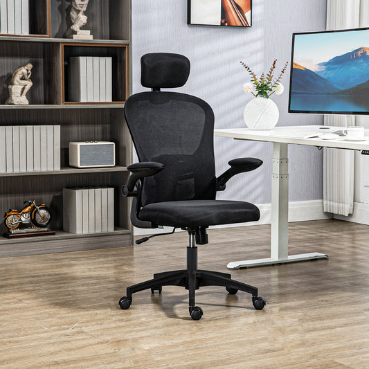 Krzesło biurowe Vinsetto Multi-Adjustable z podparciem lędźwiowym, zagłówkiem i oparciem z siatki - czarne