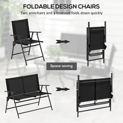 Outsunny Four-Piece Metal Garden Sofa Set - Black