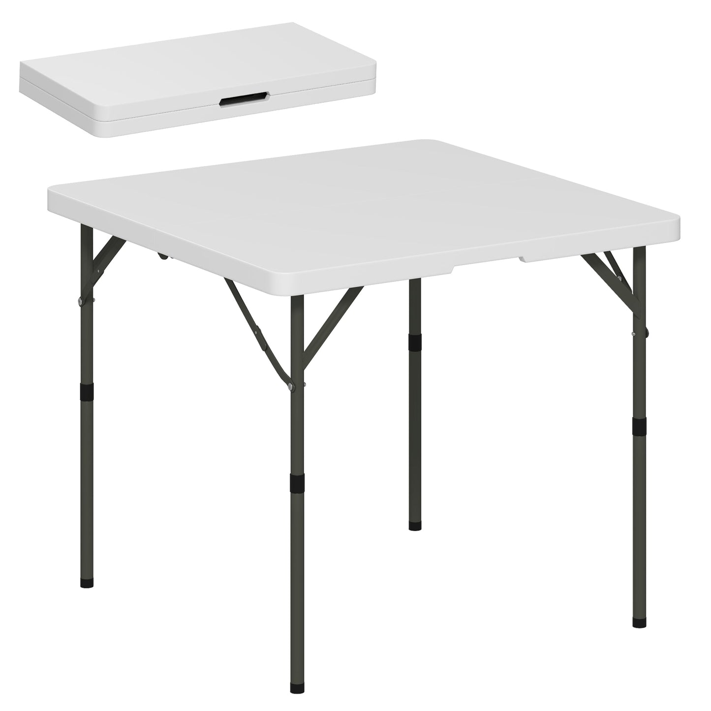 Outsunny 34/74cm Folding Camping Table, with Handle - White