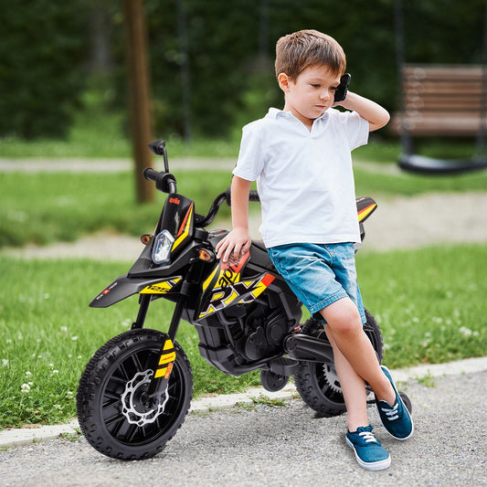 AIYAPLAY 12V Aprilia Licencjonowany motocykl dziecięcy z kółkami bocznymi, zawieszeniem sprężynowym, reflektorem LED, USB, muzyką, żółty/czarny