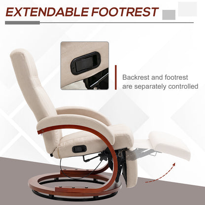 HOMCOM 135Â° Manual Reclining Swivel Chair, with Footrest - Beige
