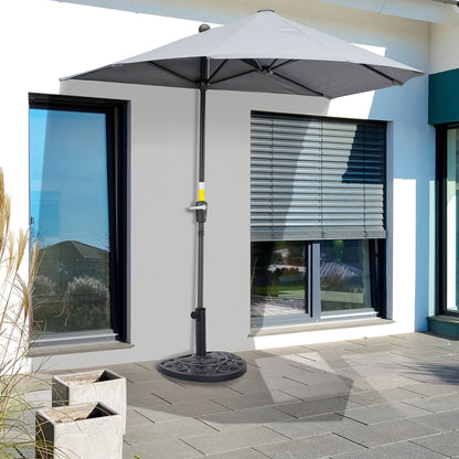 Outsunny 9kg Resin Half Round Parasol Base Umbrella Stand Garden Outdoor Accessories - Adjustable Coupler Suitable Umbrella Rod: _3.8cm, _4.8cm