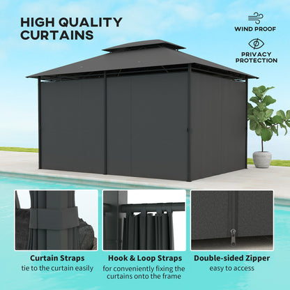 Altana stalowa Outsunny 3 x 4m z zasłonami - czarna