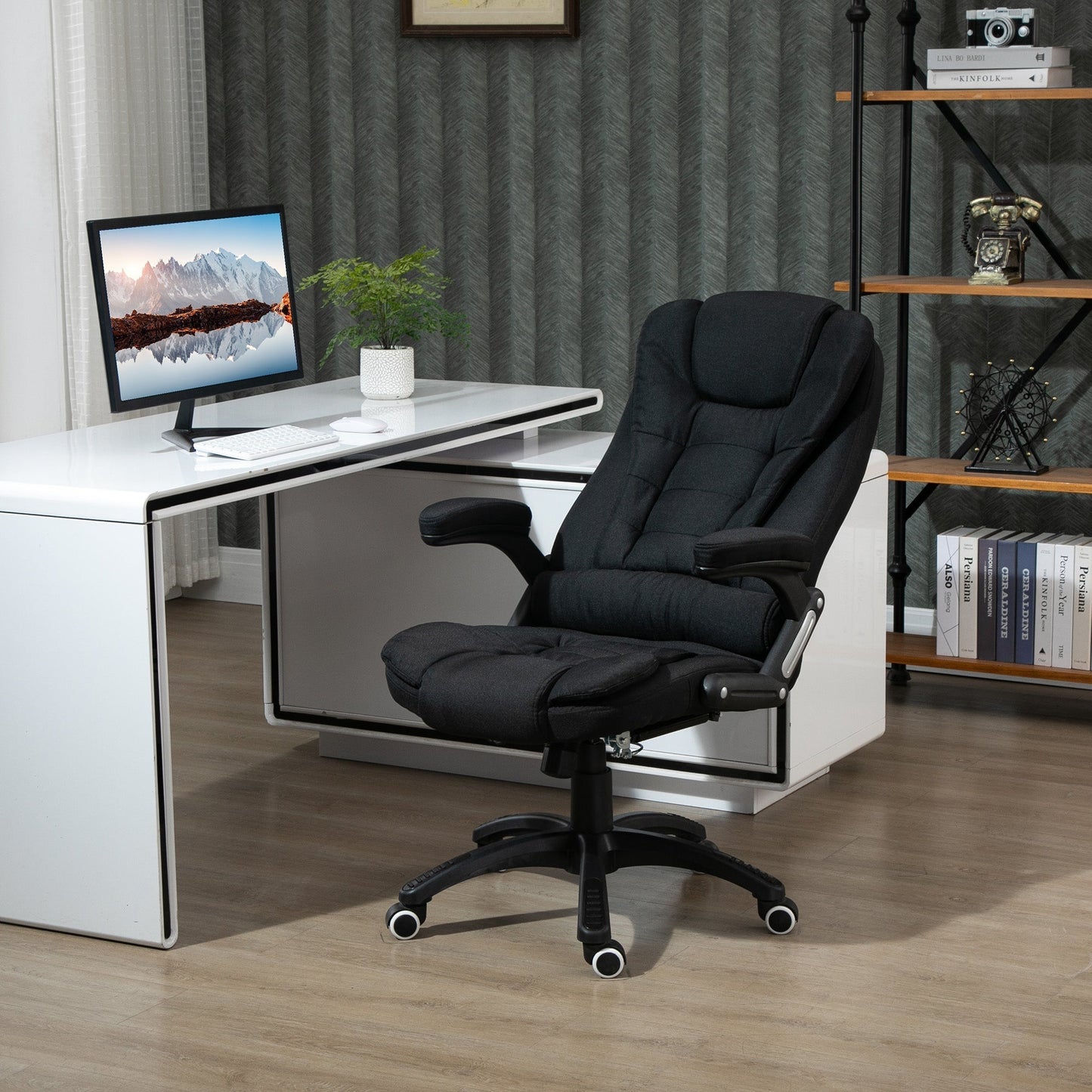 Vinsetto Ergonomic Office Chair Comfortable Desk Chair with Armrests Adjustable Height Reclining and Tilt Function Black