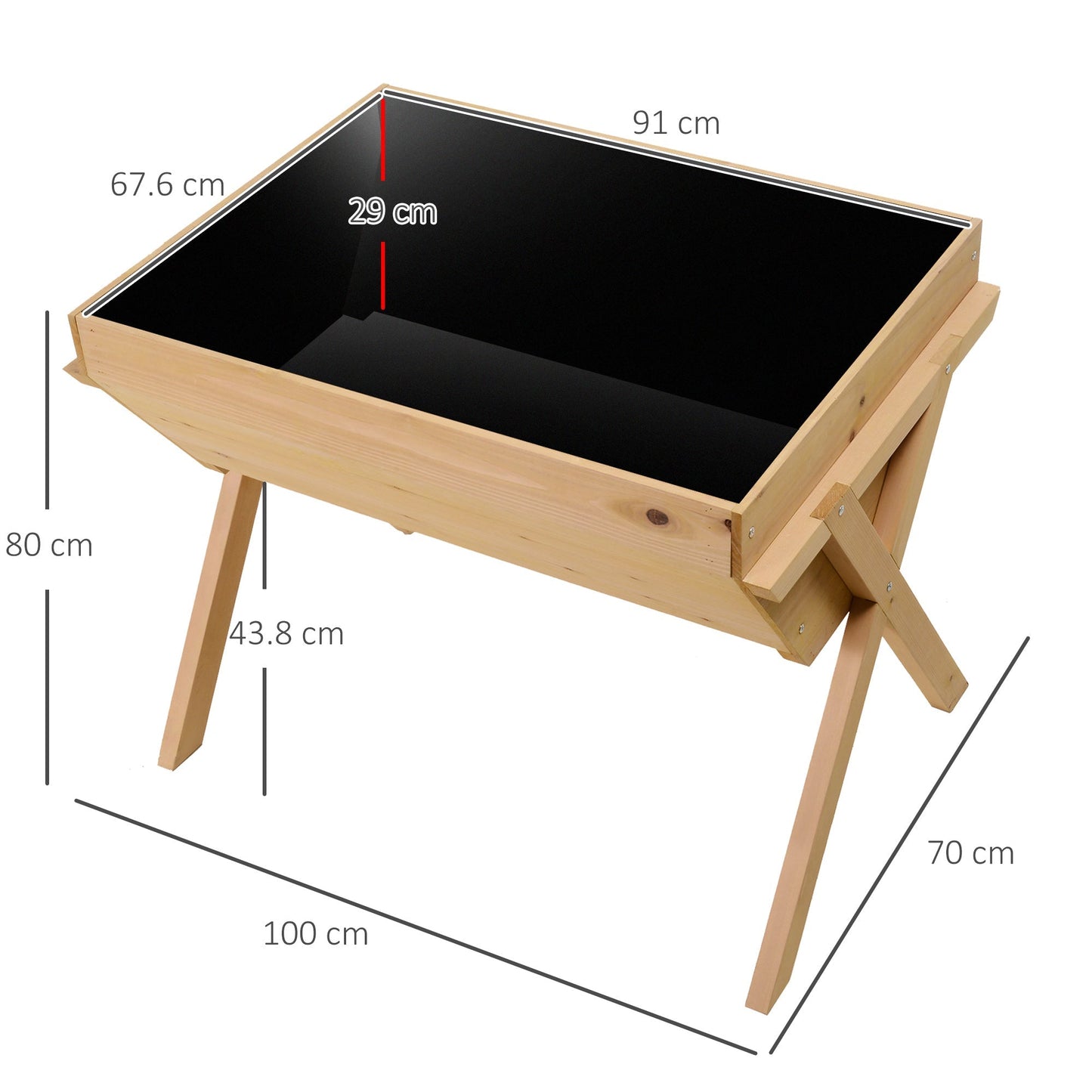 Outsunny Wooden Planter Raised Bed Container Garden Plant Stand Vegetable Flower Box with Liner 100 L x 70 W x 80 H cm