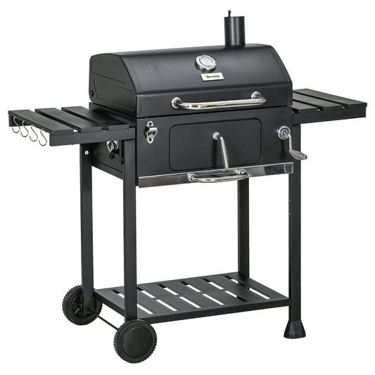 Regulowany grill węglowy Outsunny z termometrem i rusztem do podgrzewania