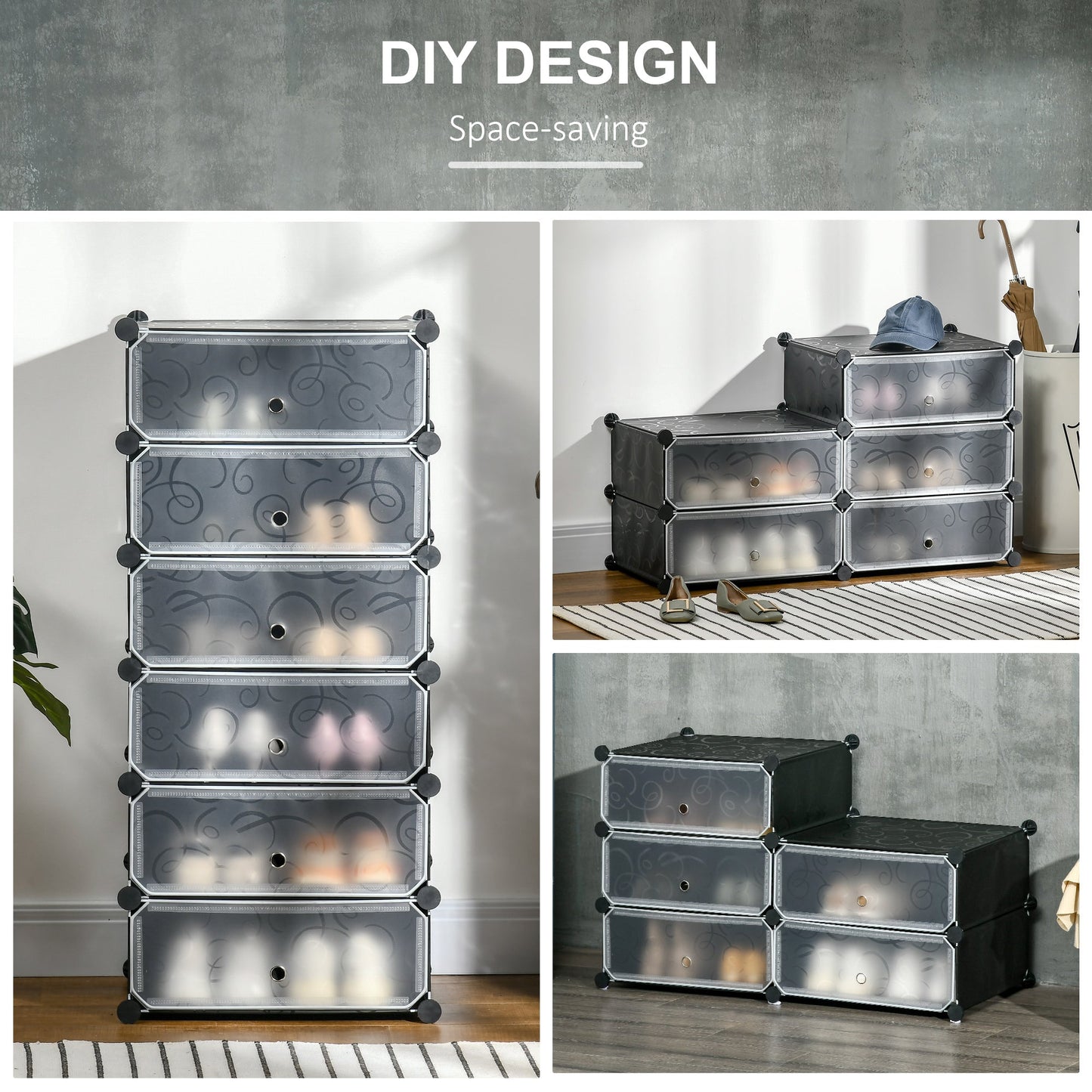 HOMCOM Six Cube Modular Storage Jednostka magazynowa - czarna