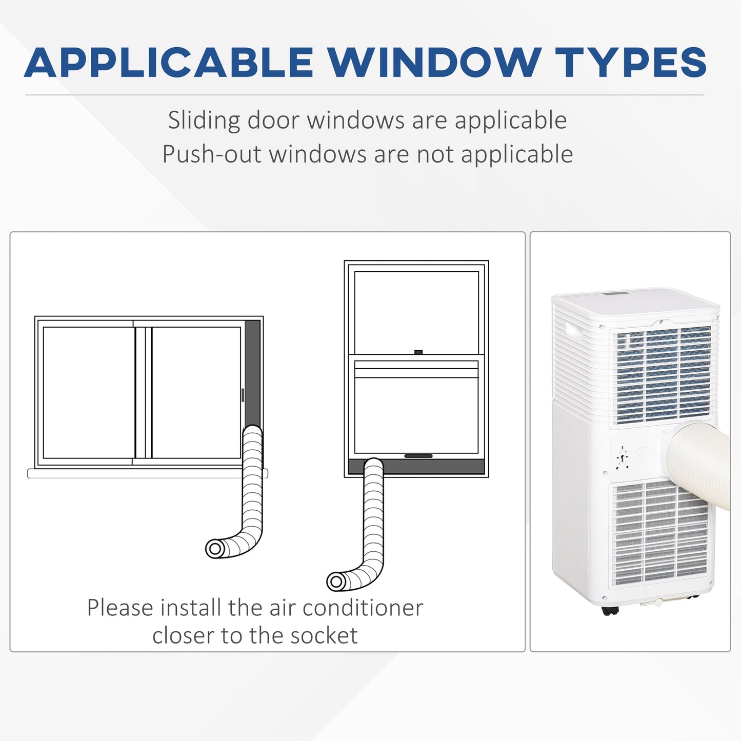 HOMCOM 9000 BTU Portable Air Conditioner for Cooling Dehumidifier Fan, Air Conditioning Unit for Room up to 18m_, with Remote, 24H Timer, Window Mount Kit, R290, A Energy Efficiency