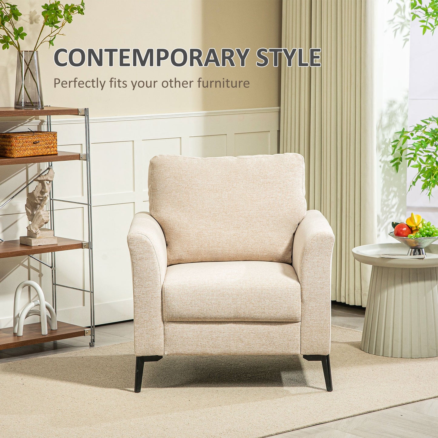 Fotel HOMCOM Linen-Look - Beżowy