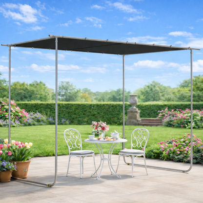 Outsunny 3 x 3(m) Mobile Pergola Kit, Portable Garden Gazebo with Wheels & UV-Resistant Canopy, Dark Grey