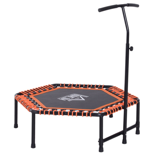 HOMCOM Mini Trampoline Hexagon Exercise Bungee Rebounder Jumper w/ Adjustable Handle Bar