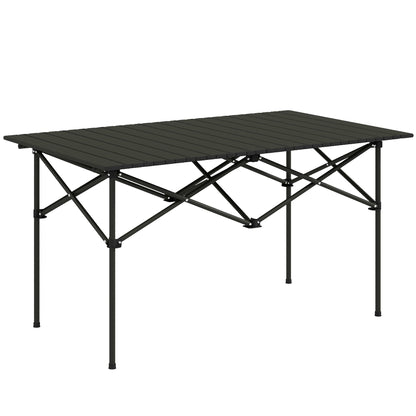 Outsunny Dwuosobowy przenośny aluminiowy stół z zwijanym blatem i torbą - czarny