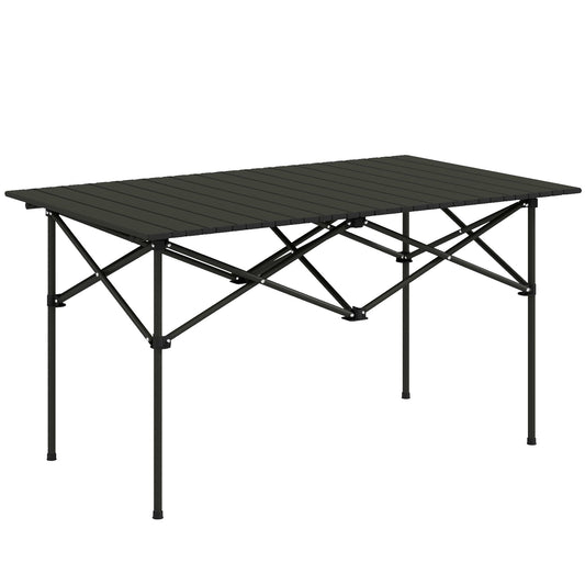Outsunny Dwuosobowy przenośny aluminiowy stół z zwijanym blatem i torbą - czarny