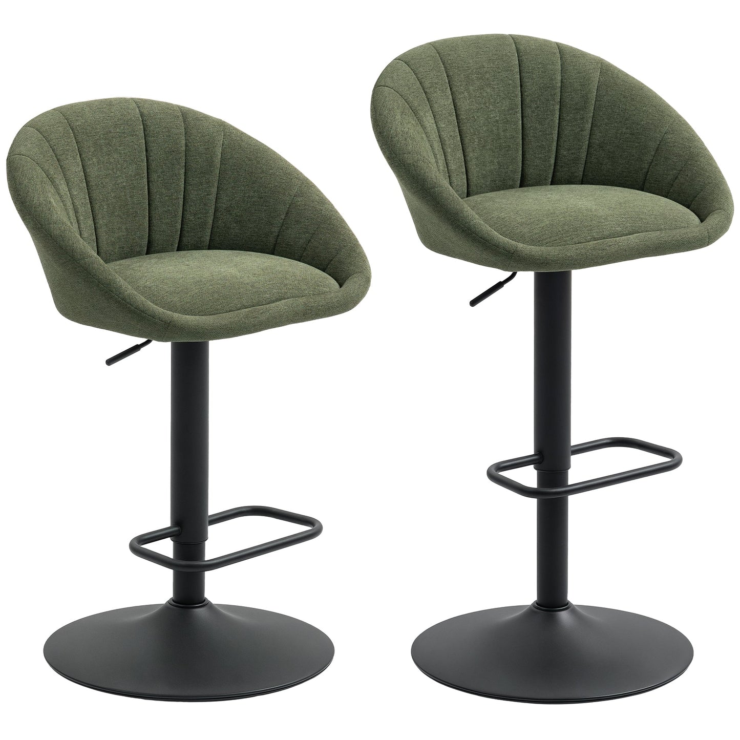 HOMCOM Set of Two Relaxed Tub Bar Stools - Dark Green