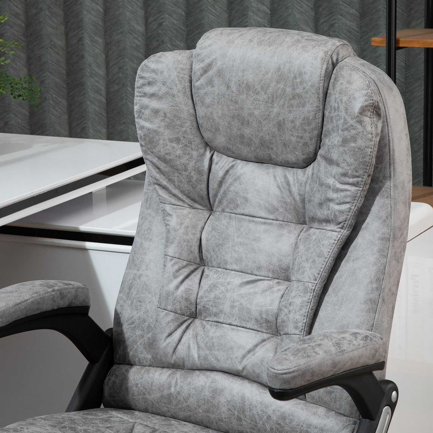 Vinsetto Swivel Office Chair for Home Ergonomic Micro Fiber Computer Chair, with Arm, Adjustable Height, Grey Armchair