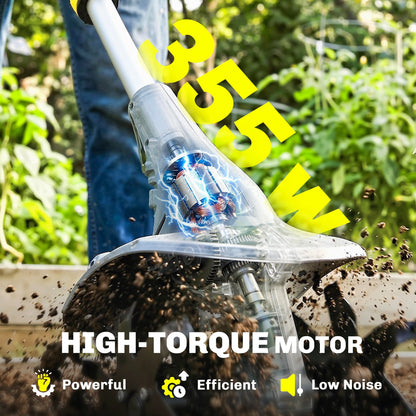 Outsunny Cordless Tiller, 18V Electric Garden Rotavator with 2 x 4000mAh Batteries, Charger, 20cm Tilling Width & 18cm Depth