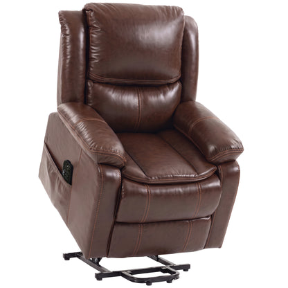 HOMCOM Riser Recliner Chair with Massage and Heat, PU Leather Power Electric Lift Armchair for Elderly, Brown