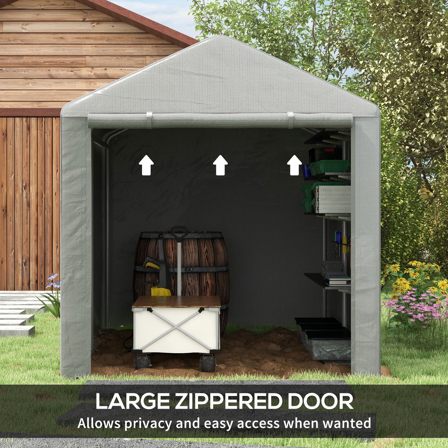 Outsunny 1,6 x 2,2 m Namiot ogrodowy z akcesoriami - jasnoszary