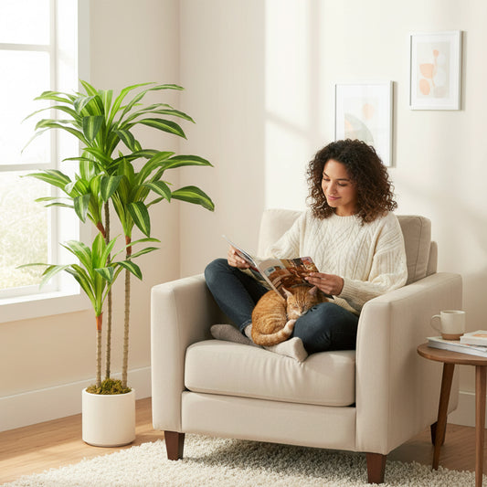 HOMCOM 120cm Artificial Dracaena Tree with Bendable Trunks - Green