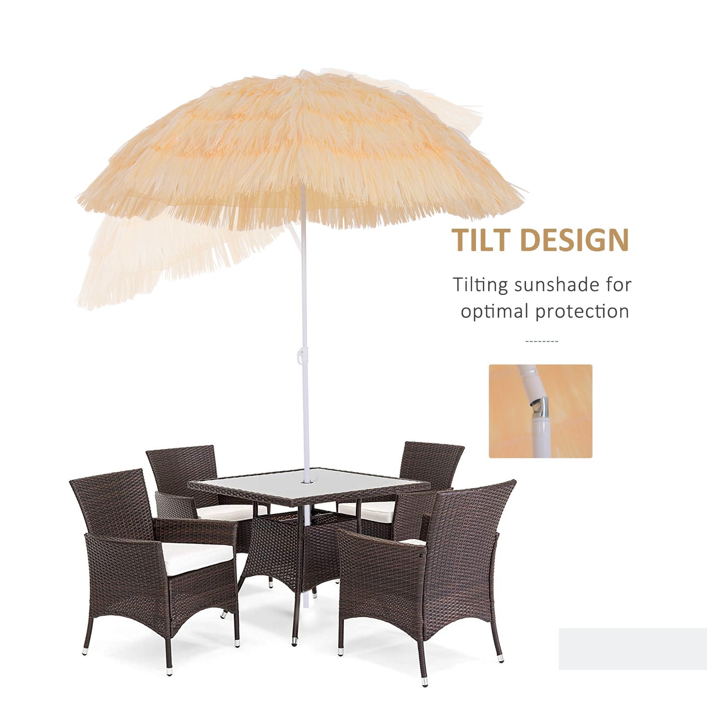 مظلة خارجية من Outsunny Patio Garden Hawaii Beach Sun Umbrella Sunshade Hawaiian قابلة للطي قابلة للإمالة (قمح)