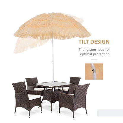 مظلة خارجية من Outsunny Patio Garden Hawaii Beach Sun Umbrella Sunshade Hawaiian قابلة للطي قابلة للإمالة (قمح)