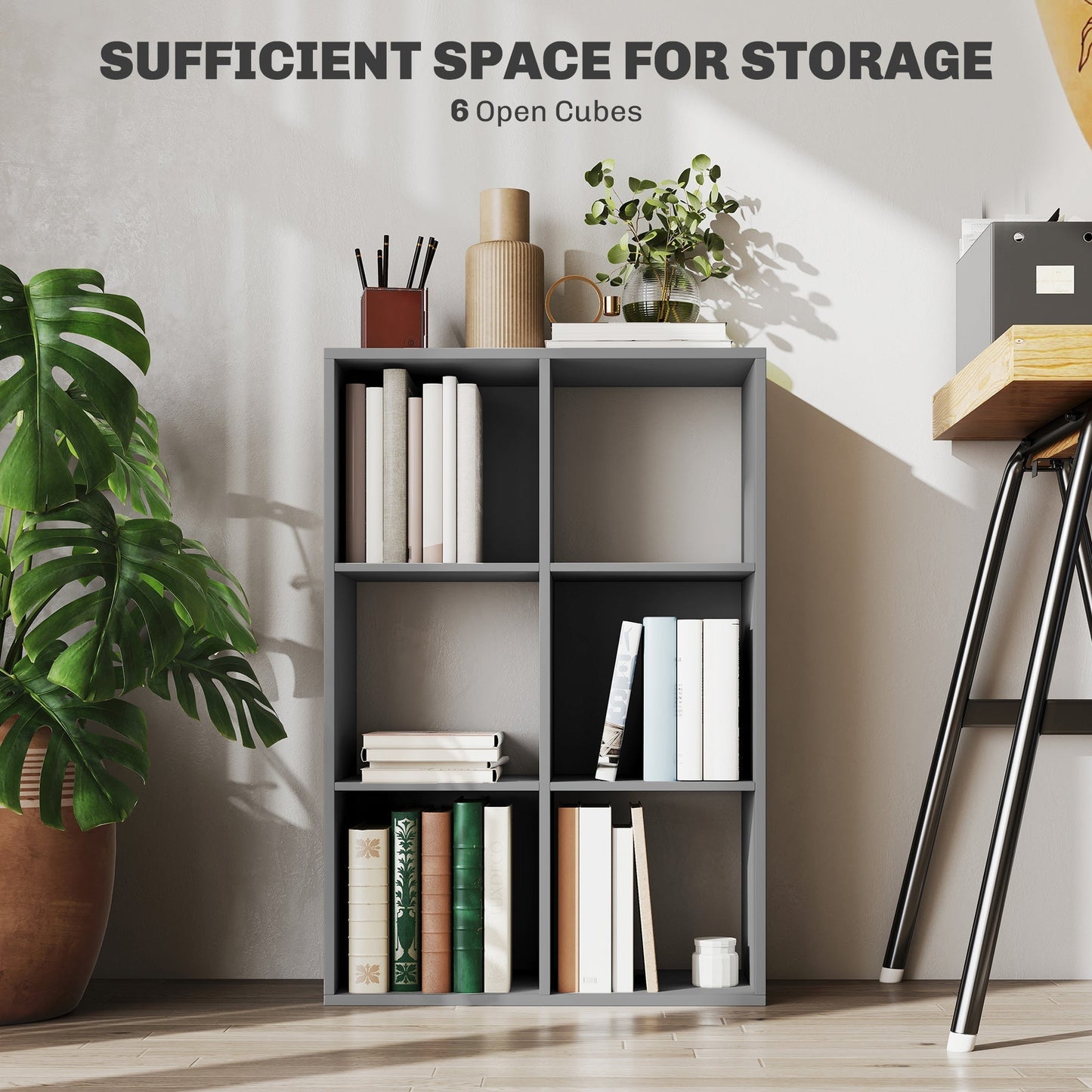 HOMCOM 6-Cube Bookshelf - Light Grey