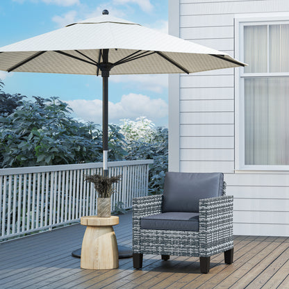 Fotel Outsunny Single Rattan z poduszkami - jasnoszary