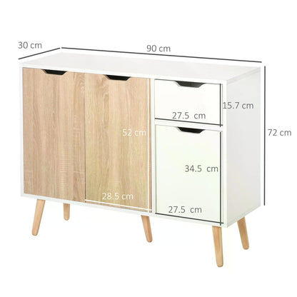 HOMCOM Sideboard Floor Standing Storage Cabinet with Drawer for Bedroom, Living Room, Home Office, Natural