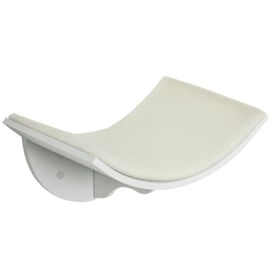 PawHut Wood Cat Shelves, Wall-Mounted Cat Shelter, Curved Kitten Bed Perch Climber Furniture 41 x 28 x 21cm White