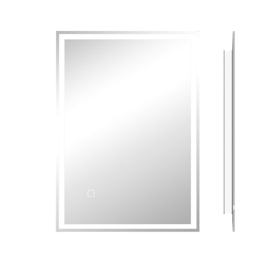 مرآة حمام HOMCOM مقاس 70 × 50 سم مزودة بإضاءة LED، ومرآة مكياج قابلة للتعتيم، ومرآة زينة بثلاثة ألوان، وخاصية اللمس الذكي، ومضادة للضباب