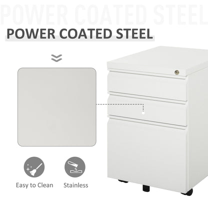 Vinsetto Mobile Vertical File Cabinet Lockable Metal Filling Cabinet with 3 Drawers and Anti-tilt Design