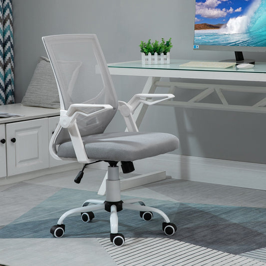 Fotel biurowy Vinsetto, ergonomiczny fotel biurowy, fotel komputerowy dla kadry kierowniczej z podłokietnikiem odchylanym o 90° i podparciem lędźwiowym, regulowana wysokość do domu/biura, szary