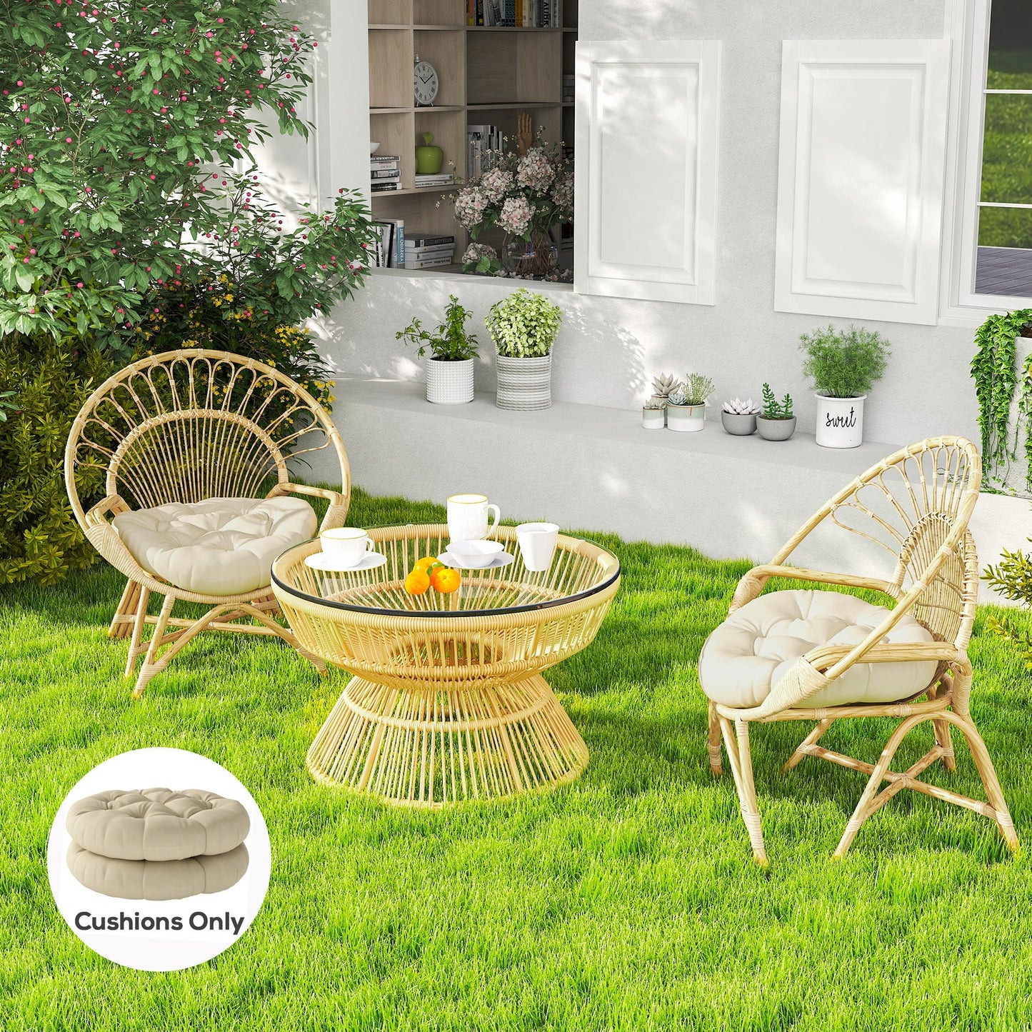 Outsunny Set of Two â60cm Outdoor Cushions - Beige