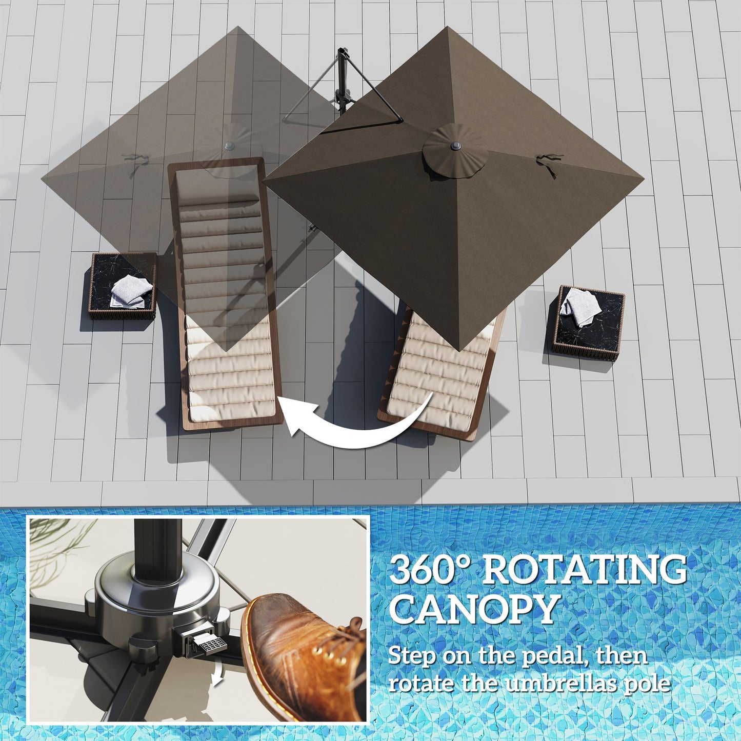 Outsunny Patio Offset Parasol Umbrella - Tan