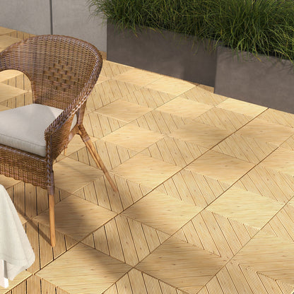 27 Piece Wooden Interlocking Decking Tiles, 30 x 30 cm Anti-slip Outdoor Flooring Tiles, 0.81㎡ per Pack, All Weather Use For Patio, Hot Tub, Yellow