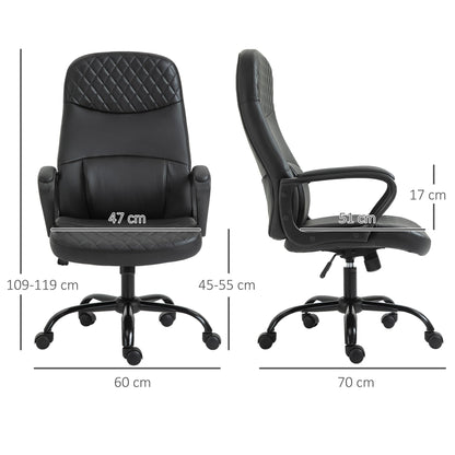 Vinsetto High Back Massage Office Chair with Armrest PU Leather Vibration Executive Chair with Adjustable Height and Built-in Lumbar Support Black