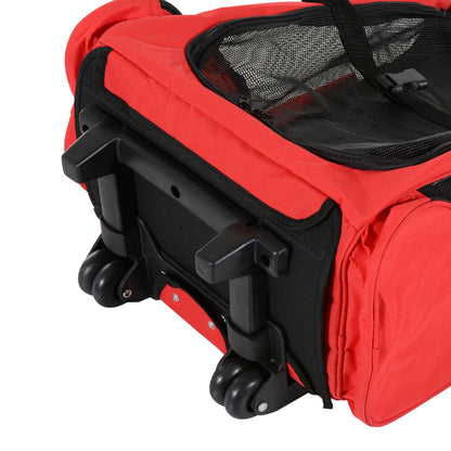 PawHut Dog Carrier Bag Travel Backpack Bag Cat Carrier Dog Bag w/ Trolley and Telescopic Handle, 42 x 25 x 55 cm, Red