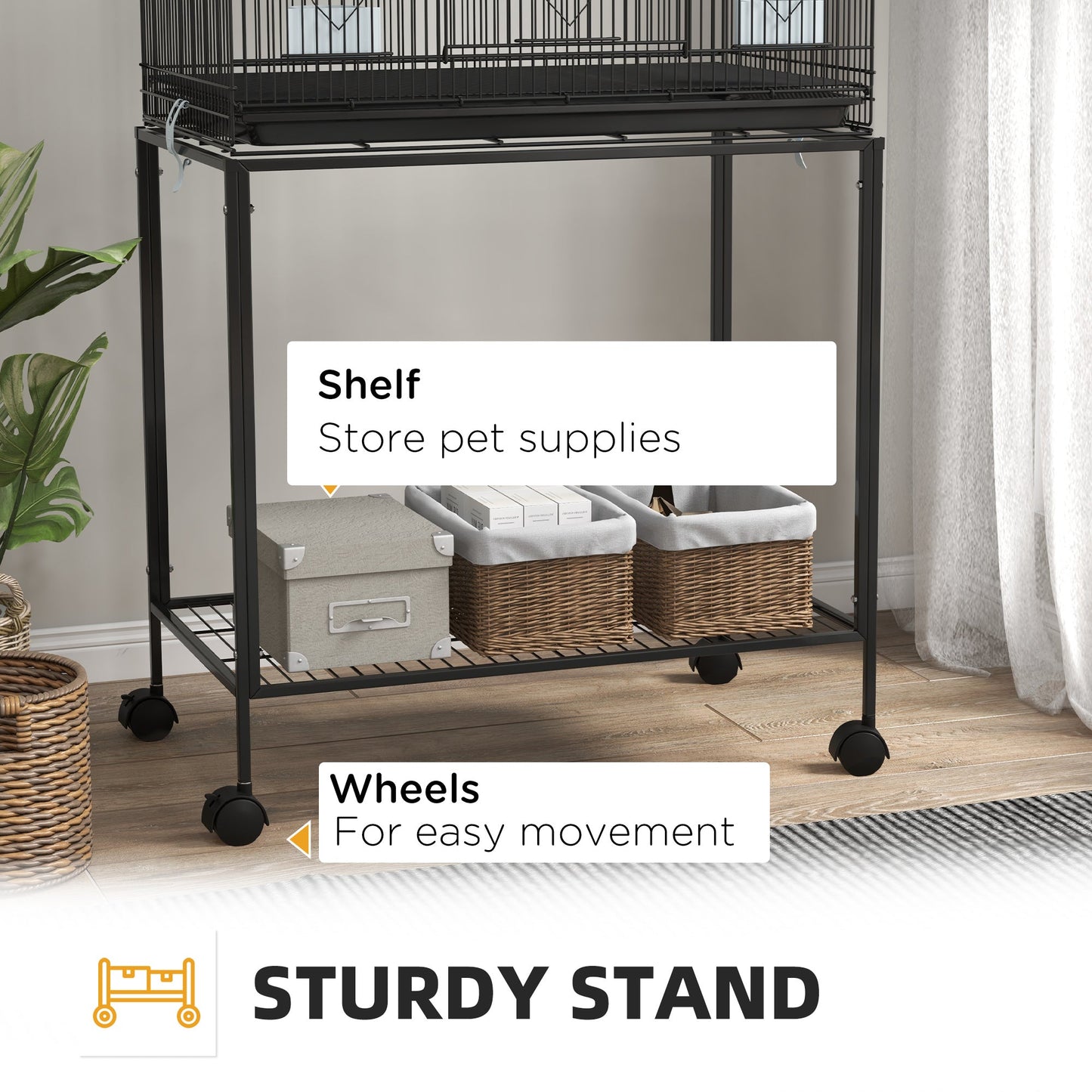 PawHut Double Stackable Bird Cage on Wheels With Stand, for Canaries